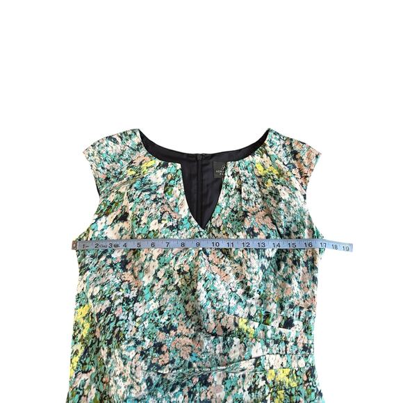 Adrianna Papell Dress Floral Splatter Print Easter Spring Ruched Sheath Size 8 - Picture 10 of 11